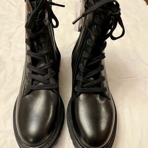 Geox Black Leather Combat Boots